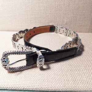 New Brighton Black Leather and Silver Links Belt